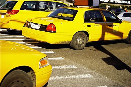 黄色,出租车,道路,时代广场,曼哈顿,纽约,美国