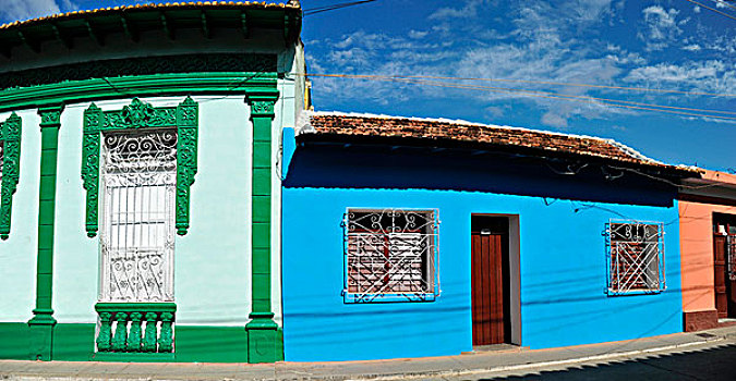 加勒比,古巴,圣斯皮里图斯,特立尼达,涂绘,房子