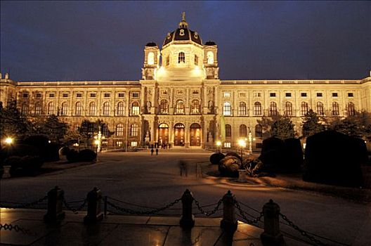 自然博物馆,夜晚,维也纳,奥地利