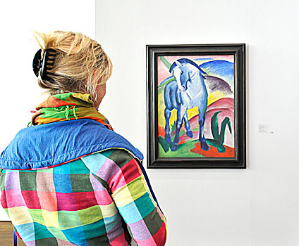 博物馆,看,绘画,马,蓝色,油,特别,展示,骑乘,贷款,慕尼黑,巴登巴登
