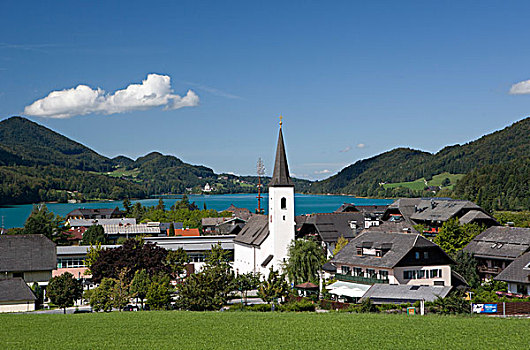 湖,看,萨尔茨卡莫古特,萨尔茨堡州,奥地利,欧洲