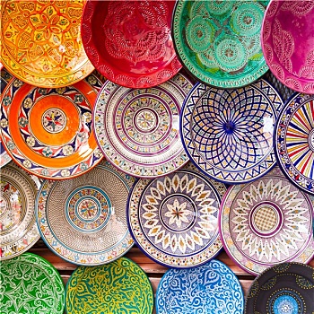 传统,阿拉伯,彩色,粘土,盘子