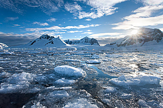 南极,港口,冰,靠近,山峰,南极半岛