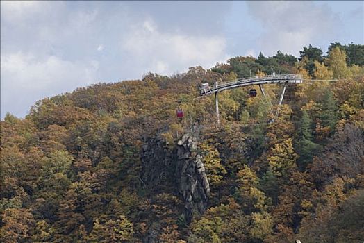 秋景,吊舱,缆车,萨克森安哈尔特,德国