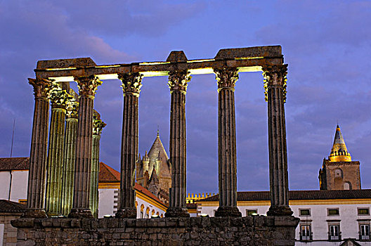 遗址,罗马,庙宇,葡萄牙,欧洲