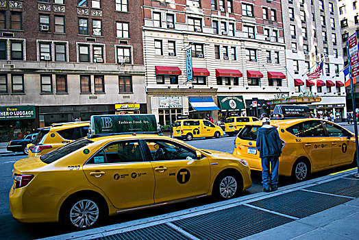出租车,街道,曼哈顿