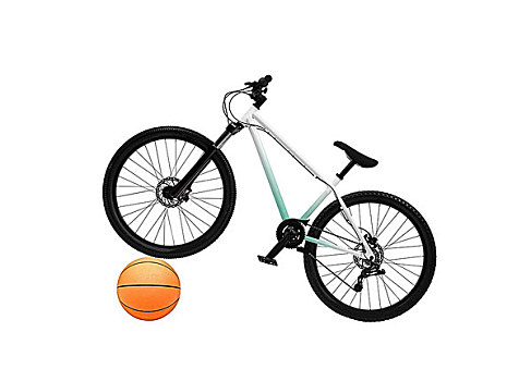 自行车,篮球,隔绝,白色背景