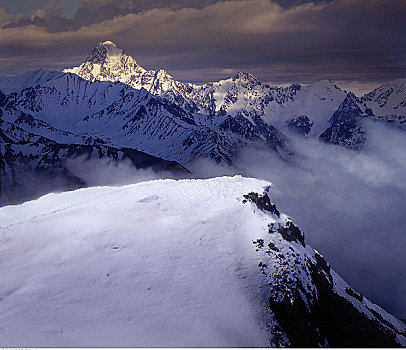 积雪,山峦,雾,阿拉斯加,美国