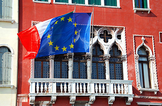 房子,旗帜,威尼斯