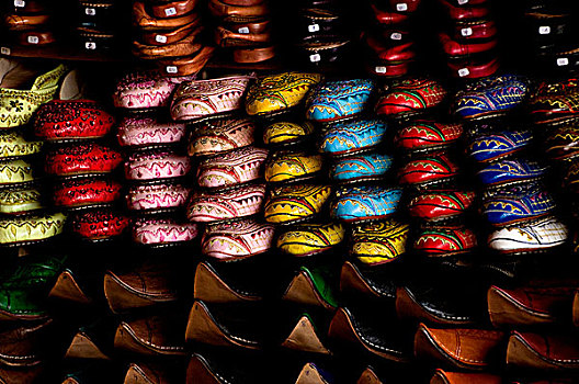 传统,皮鞋,出售,店,摩洛哥