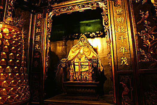 女神,观音,雕塑,悬挂,荷花,庙宇,香港
