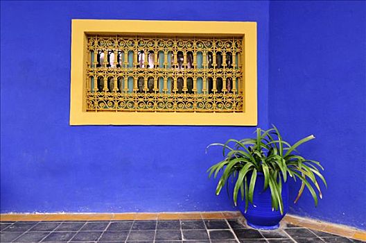 入口,法国,油漆工,马若雷尔花园,玛拉喀什,摩洛哥,非洲