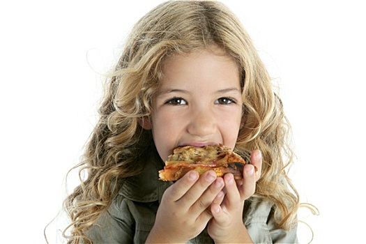 小女孩,吃饭,比萨饼