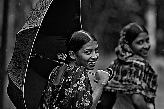 女孩,道路,工作,衣服,工厂,达卡,孟加拉,2007年