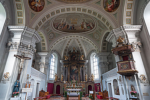 教堂,室内,圣坛,教区,提洛尔,奥地利,欧洲