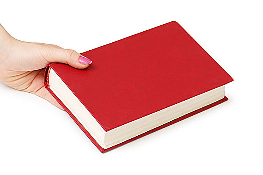 握着,红色,书本,隔绝,白色背景