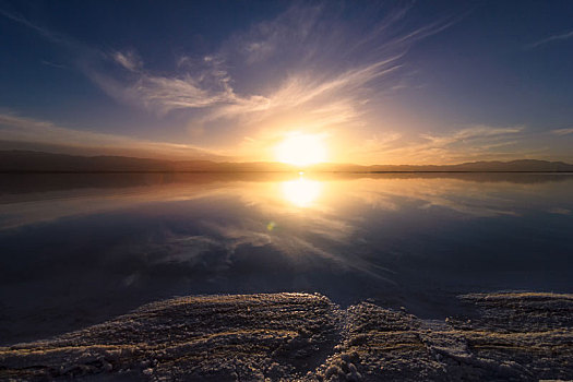 茶卡盐湖,日落