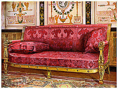 雕刻,镀金,沙发,遮盖,玫瑰,锦缎,里昂
