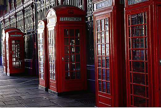 排,电话亭,伦敦,英格兰