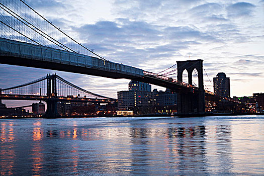 布鲁克林大桥,曼哈顿大桥,纽约,美国