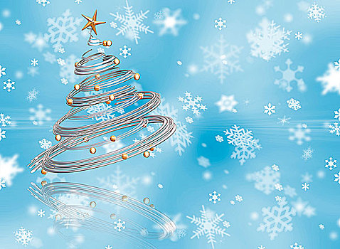 金属,圣诞树,雪花,背景