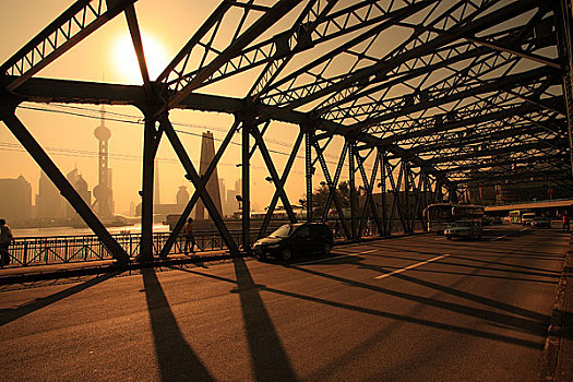 上海,东方明珠,外白渡桥,日出