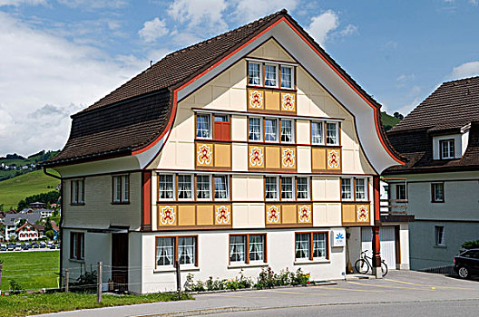 特色,建筑,涂绘,阿彭策尔,区域,瑞士,欧洲
