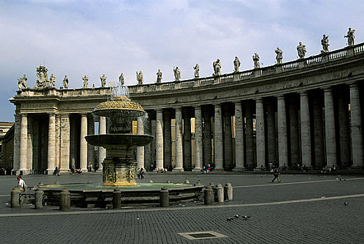 意大利,罗马,梵蒂冈,广场,柱廊,喷泉