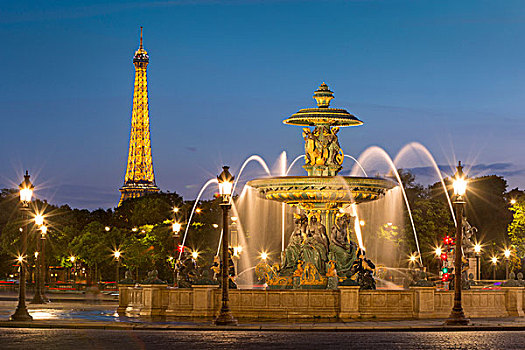 喷泉,河,地点,协和飞机,埃菲尔铁塔,巴黎,法国