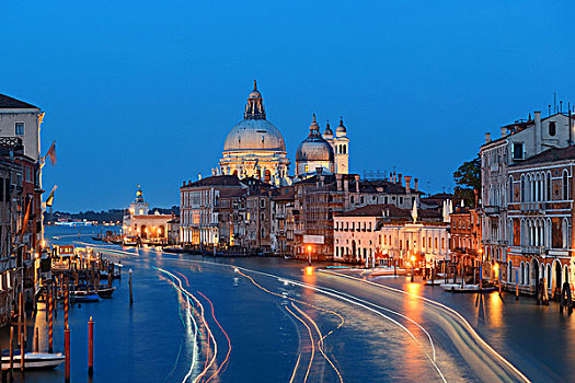 忙碌,威尼斯,大运河,光影,夜晚,意大利
