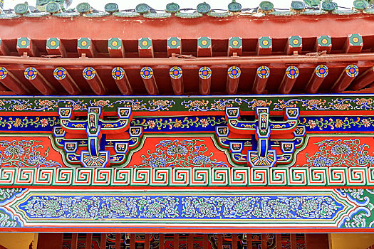 古建筑斗拱彩绘,中国河南省开封府复古建筑