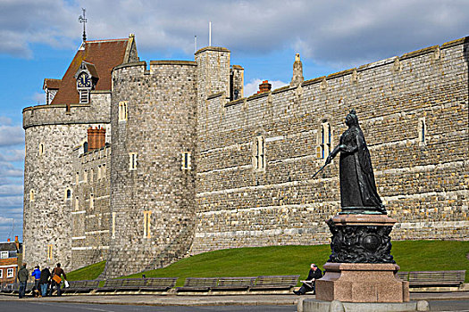 雕塑,皇后,维多利亚,塔,西部,墙壁,温莎公爵,城堡,伯克郡,英格兰,英国,欧洲