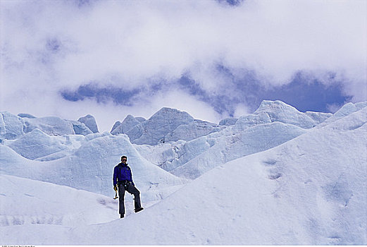 攀冰者,门登霍尔冰川,阿拉斯加,美国