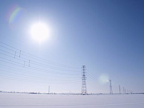 电线,雪原