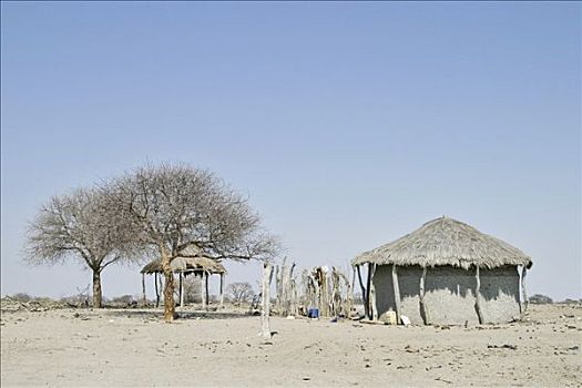 非洲,小屋,马卡迪卡迪盐沼,博茨瓦纳
