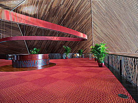 国家大剧院环形回廊红色地毯展示空间