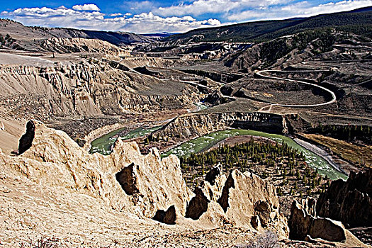 怪岩柱,高处,河,峡谷,区域,不列颠哥伦比亚省,加拿大
