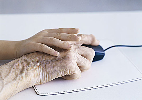 手,老人,男人,电脑鼠标
