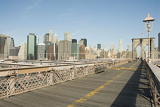 布鲁克林大桥,纽约,摩天大楼,背景,美国