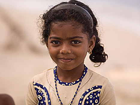 肖像,微笑,女孩,喀拉拉,印度