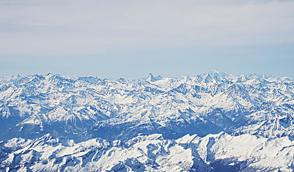 航拍,积雪,阿尔卑斯山,瑞士