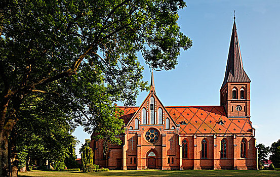 19世纪,红砖,新哥德式,风格,教堂,波美拉尼亚,德国