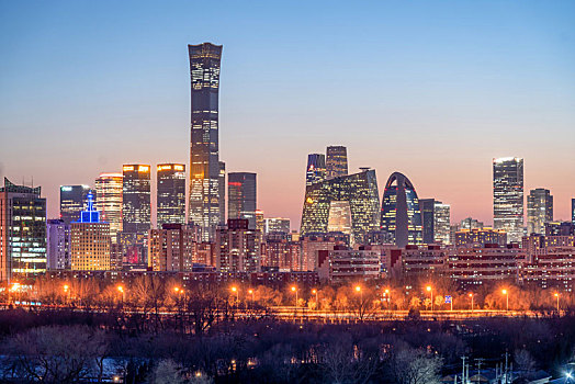 北京城市天际线夜景