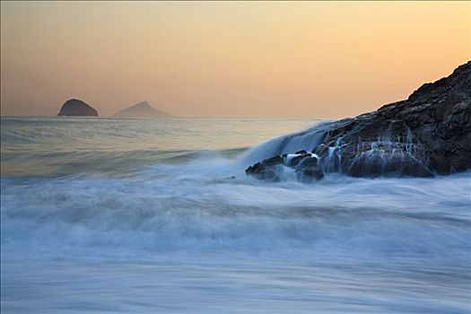 波浪,海中,海滩,巴西