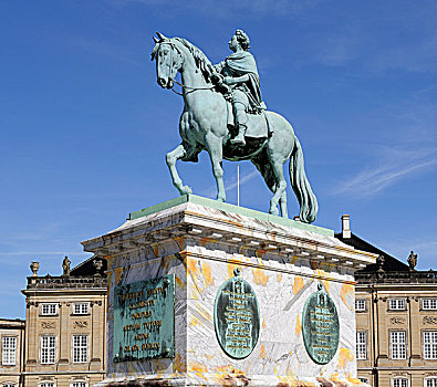 骑马,雕塑,正面,城堡,哥本哈根,丹麦,斯堪的纳维亚,北欧
