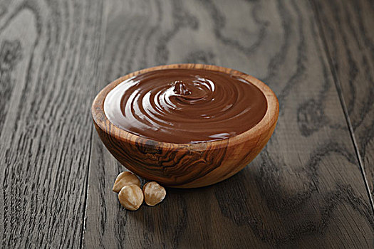 巧克力,榛子,木头,碗,老,橡树,桌子