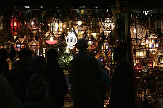 市场摊位,灯,玛拉喀什,摩洛哥