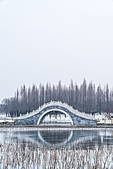 冬季园林拱桥