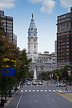 费城,市政厅,喜爱,公园,喷泉,宾夕法尼亚,美国