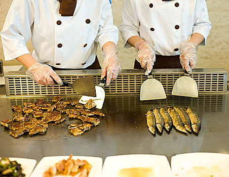 日本,厨师,烹调,传统,牛肉,轻便电炉